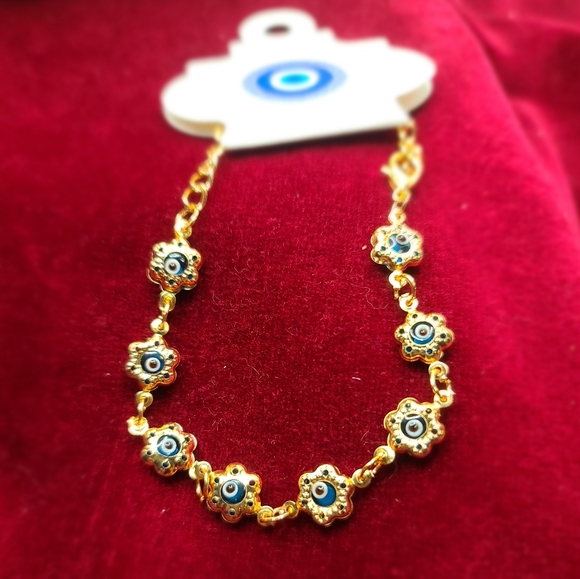 Flower Amulet Evil Eye Protection Blessings Nazar Bracelet Anklet - Picture 4 of 4